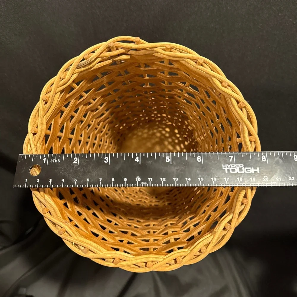 Vintage 3pc Set Woven Wicker Display Basket Vases w/ 2 Metal Liners 14